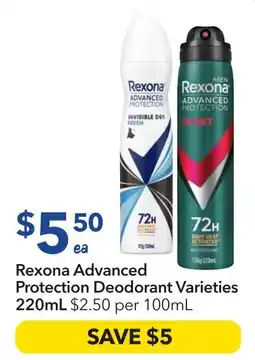 Ritchies Rexona Advanced Protection Deodorant Varieties offer