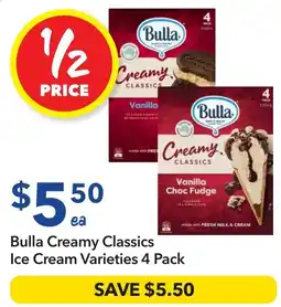 Ritchies Bulla Creamy Classics Ice Cream Varieties offer