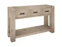 Laccadive 130cm Acacia Timber 3-Drawer Console Table in Ash Finish