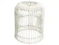 LivingStyles Rosaline Hand Woven Rattan Cage Stool, White offer