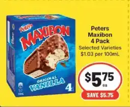 IGA Peters Maxibon 4 Pack offer
