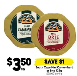 Drakes South Cape Mini Camembert or Brie offer
