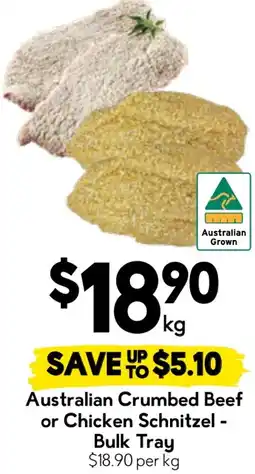 Drakes Australian Crumbed Beef or Chicken Schnitzel - Bulk Tray offer