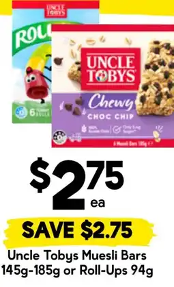 Drakes Uncle Tobys Muesli Bars or Roll-Ups offer