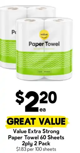 Drakes Value Extra Strong Paper Towel 60 Sheets 2ply 2 Pack offer