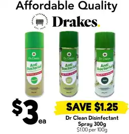 Drakes Dr Clean Disinfectant Spray offer