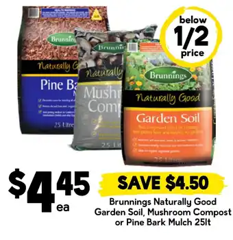 Brunnings naturally good garden soil, mushroom compost or pine bark mulch