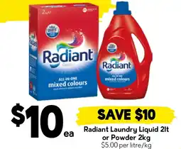 Drakes Radiant laundry liquid or powder offer