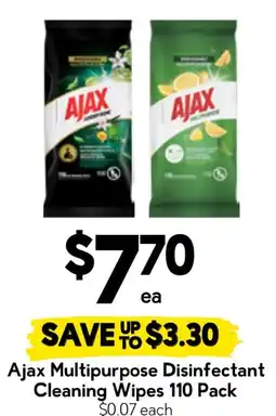 Drakes Ajax multipurpose disinfectant cleaning wipes offer