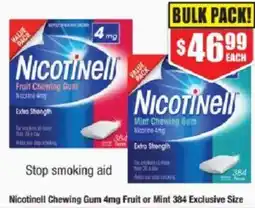 Chemist Warehouse Nicotinell Chewing Gum 4mg Fruit or Mint 384 Exclusive Size offer