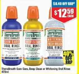 Chemist Warehouse TheraBreath Gum Care, Deep Clean or Whitening Oral Rinse offer