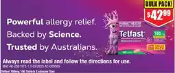 Chemist Warehouse Telfast 180mg 100 Tablets Exclusive Size offer