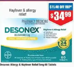 Chemist Warehouse Desonex Allergy & Hayfever Relief 5mg 60 Tablets offer