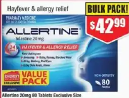 Chemist Warehouse Allertine 20mg 80 Tablets Exclusive Size offer