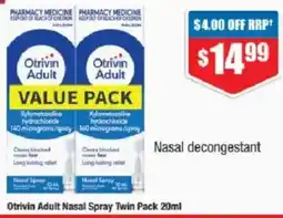 Chemist Warehouse Otrivin Adult Nasal Spray Twin Pack offer