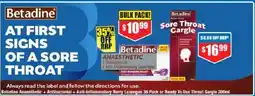 Chemist Warehouse Betadine Anaesthetic + Antibacterial + Anti-Inflammatory Berry Lozenges 36 Pack or Ready To Use Throat Gargle 200ml offer