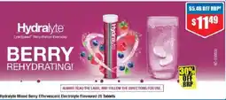 Chemist Warehouse Hydralyte Mixed Berry Effervescent Electrolyte Flavoured 20 Tablets offer