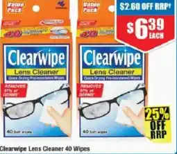 Chemist Warehouse Clearwipe Lens Cleaner 40 Wipes offer
