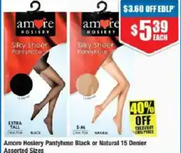 Chemist Warehouse Amore Hosiery Pantyhose Black or Natural 15 Denier Assorted Sizes offer