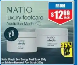Chemist Warehouse Natio Utopia Zen Energy Foot Soak or Sublime Renewal Foot Scrub offer