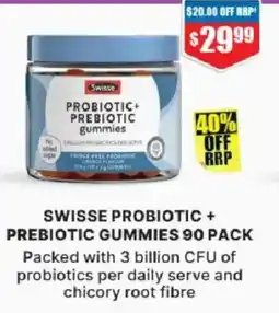 Chemist Warehouse Swisse probiotic + prebiotic gummies 90 pack packed offer