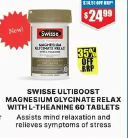 Chemist Warehouse Swisse ultiboost magnesium glycinate relax with l-theanine 60 tablets offer