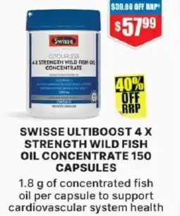 Chemist Warehouse Swisse ultiboost 4x strength wild fish oil concentrate 150 capsules offer