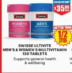 Chemist Warehouse Swisse ultivite men's & women's multivitamin 120 tablets offer