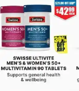 Chemist Warehouse Swisse ultivite men's & women's 50+ multivitamin 90 tablets offer