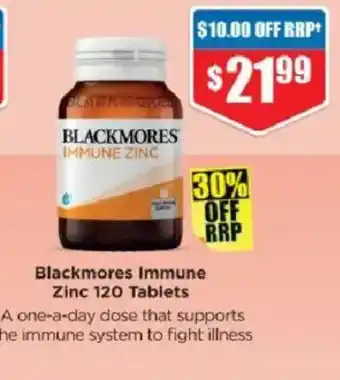 Chemist Warehouse Blackmores Immune Zinc offer