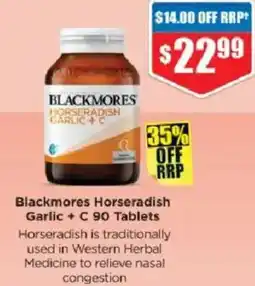 Chemist Warehouse Blackmores Horseradish Garlic + C 90 Tablets offer