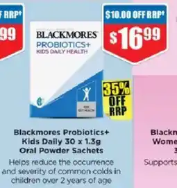 Chemist Warehouse Blackmores Probiotics+ Kids Daily 30 x 1.3g Oral Powder Sachets offer