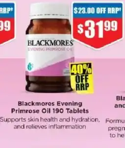 Chemist Warehouse Blackmores Evening Primrose Oil 190 Tablets offer