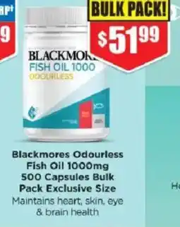 Chemist Warehouse Blackmores Odourless Fish Oil 1000mg 500 Capsules Bulk Pack Exclusive Size offer