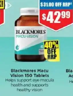 Chemist Warehouse Blackmores Macu Vision 150 Tablets offer