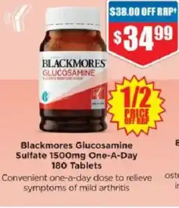 Chemist Warehouse Blackmores Glucosamine Sulfate 1500mg One-A-Day 180 Tablets offer