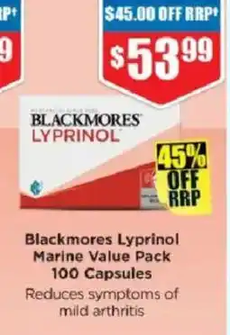 Chemist Warehouse Blackmores Lyprinol Marine Value Pack 100 Capsules offer