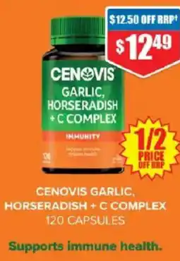 Chemist Warehouse CENOVIS GARLIC, HORSERADISH + C COMPLEX 120 CAPSULES offer