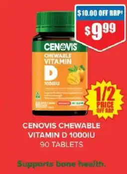 Chemist Warehouse Cenovis chewable vitamin d 1000iu 90 tablets offer
