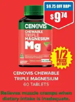 Chemist Warehouse Cenovis chewable triple magnesium 60 tablets offer