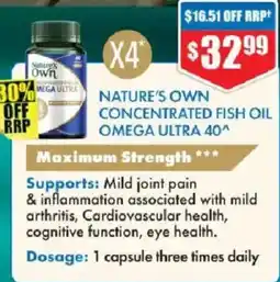 Chemist Warehouse Natures own concentrated fish oil omega ultra 40 offer