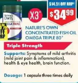 Chemist Warehouse Natures own concentrated fish oil omega triple 80 offer