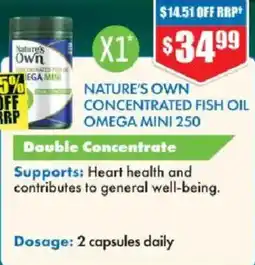 Chemist Warehouse Natures own concentrated fish oil omega mini 250 offer