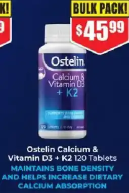 Chemist Warehouse Ostelin Calcium & Vitamin D3 + K2 offer