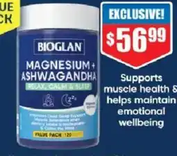 Chemist Warehouse Bioglan magnesium ashwagandha relax calm&sleep offer