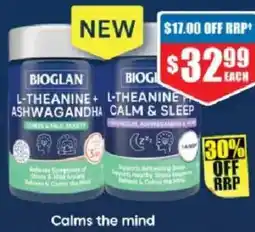 Chemist Warehouse Bioglan l theanine ashwagandha calm & sleep offer