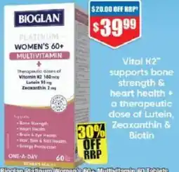 Chemist Warehouse Bioglan platinum womens 60 multivitamin offer