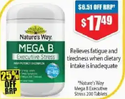 Chemist Warehouse Natures way mega b executive stress offer