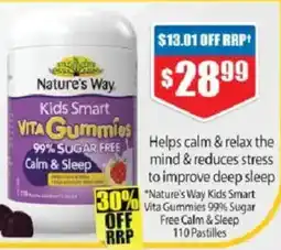 Chemist Warehouse Natures way kids smart vita gummies 99% sugar free calm & sleep offer