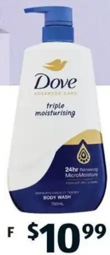 ALDI F Dove Advanced Care Triple Moisturising Body Wash offer